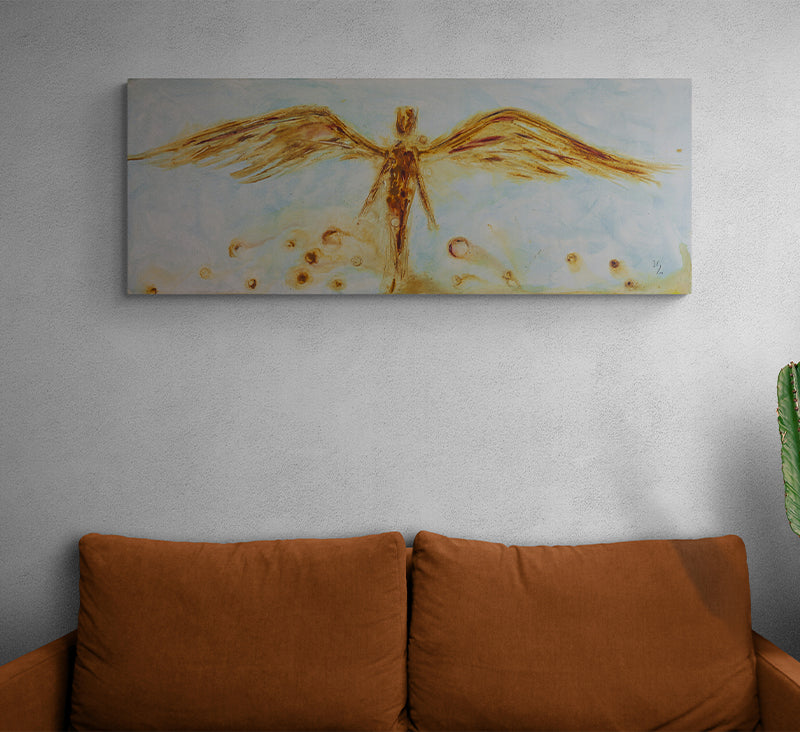 Waiting for ... canvas print in room setting - angel painting by Ivan Guaderrama