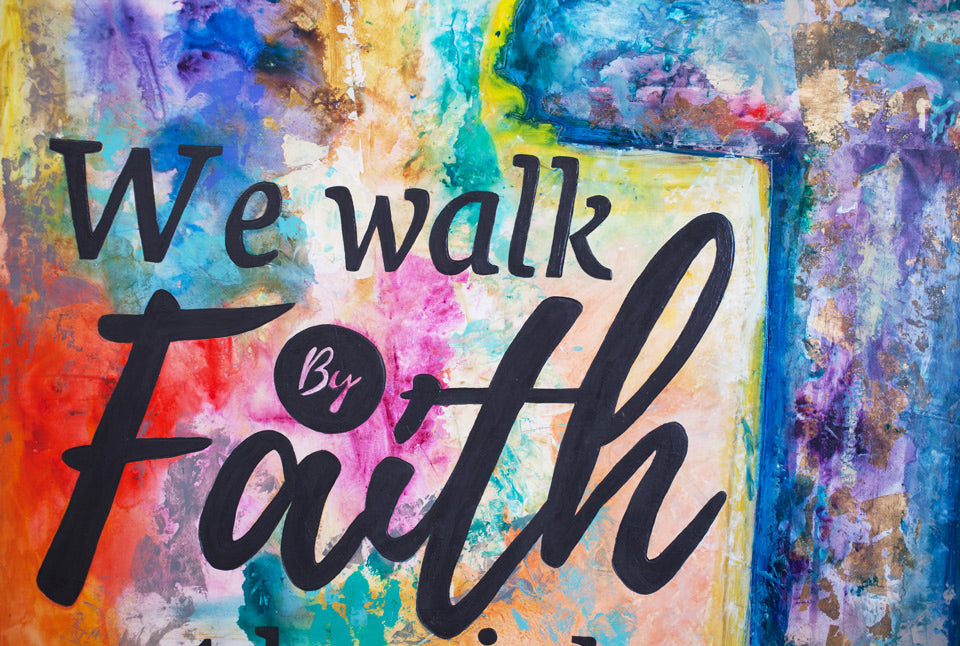 Walk by Faith canvas print in room setting - christian wall decor by Ivan Guaderrama