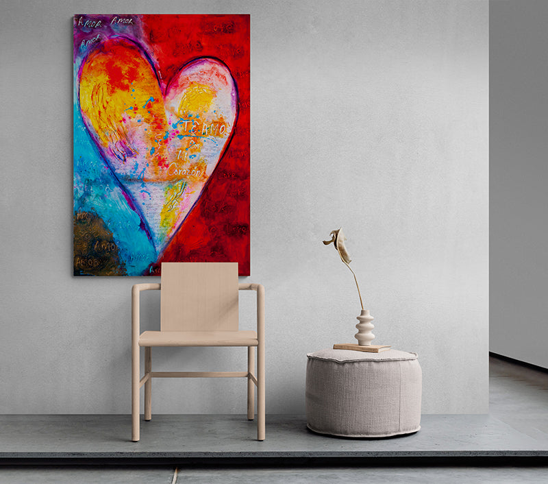 YOUR SOUND IN MY HEART canvas print in room setting - heart painting by Ivan Guaderrama