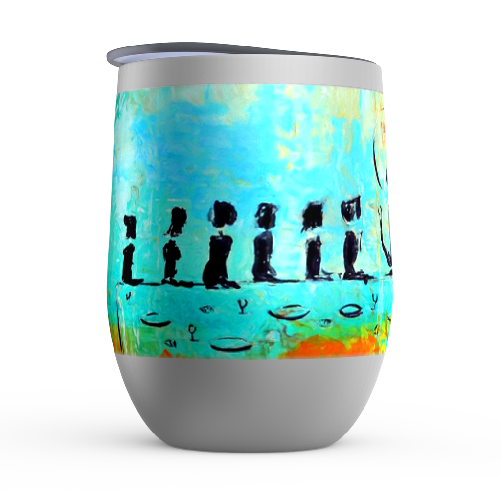 The Last Supper Stemless Wine Tumblers canvas print in room setting - christian tumbler by Ivan Guaderrama