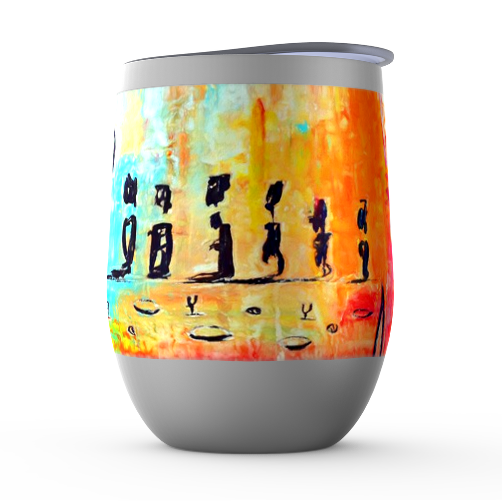 The Last Supper Stemless Wine Tumblers canvas print in room setting - christian tumbler by Ivan Guaderrama