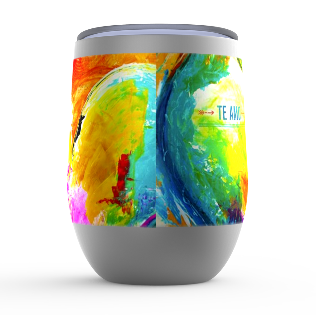 Te Amo Stemless Wine Tumblers canvas print in room setting - christian tumbler by Ivan Guaderrama
