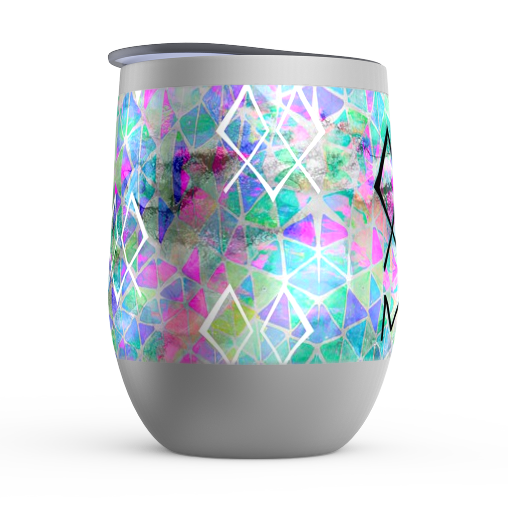 Mia Stemless Wine Tumblers canvas print in room setting - christian tumbler by Ivan Guaderrama