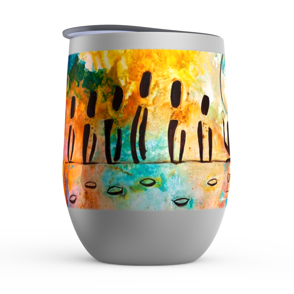 Last Supper Stemless Wine Tumblers canvas print in room setting - christian tumbler by Ivan Guaderrama