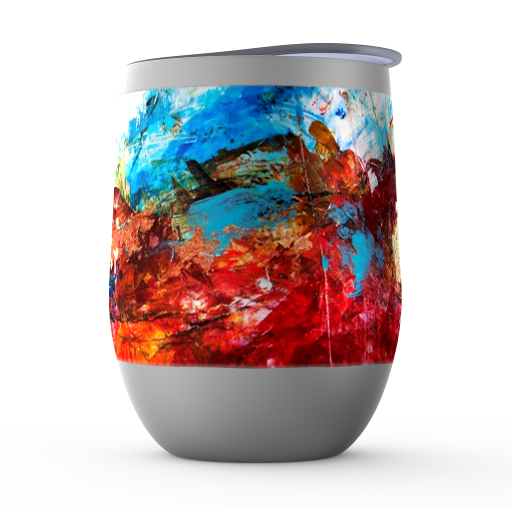 Amazing Grace Stemless Wine Tumblers canvas print in room setting - christian tumbler by Ivan Guaderrama