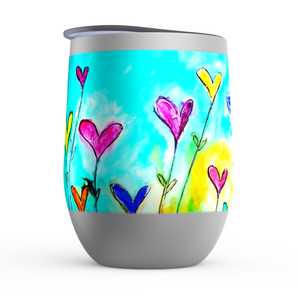 Flowers Stemless Wine Tumblers canvas print in room setting - christian tumbler by Ivan Guaderrama