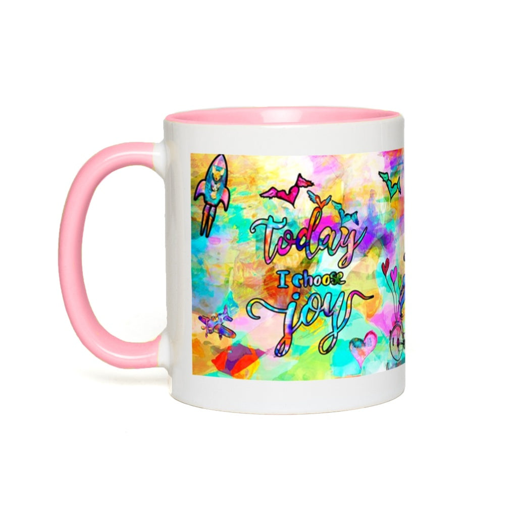Today I Choose Joy Interactive Mug canvas print in room setting - interactive art by Ivan Guaderrama
