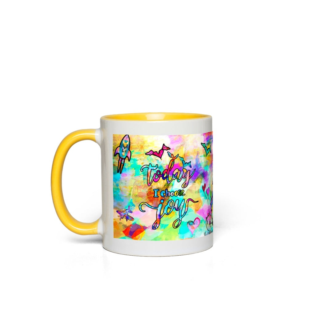 Today I Choose Joy Interactive Mug canvas print in room setting - interactive art by Ivan Guaderrama