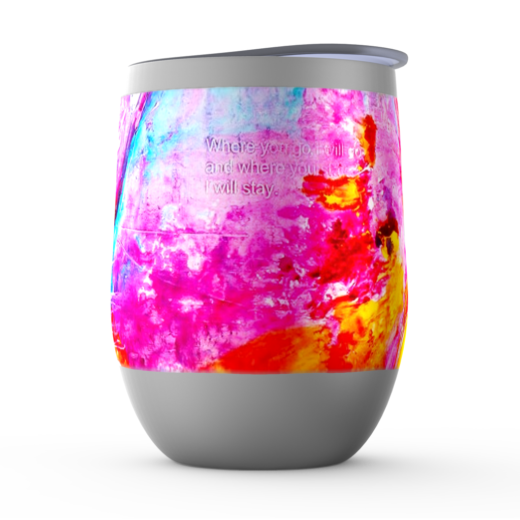 Where You Go I'll Go Stemless Wine Tumblers canvas print in room setting - christian tumbler by Ivan Guaderrama