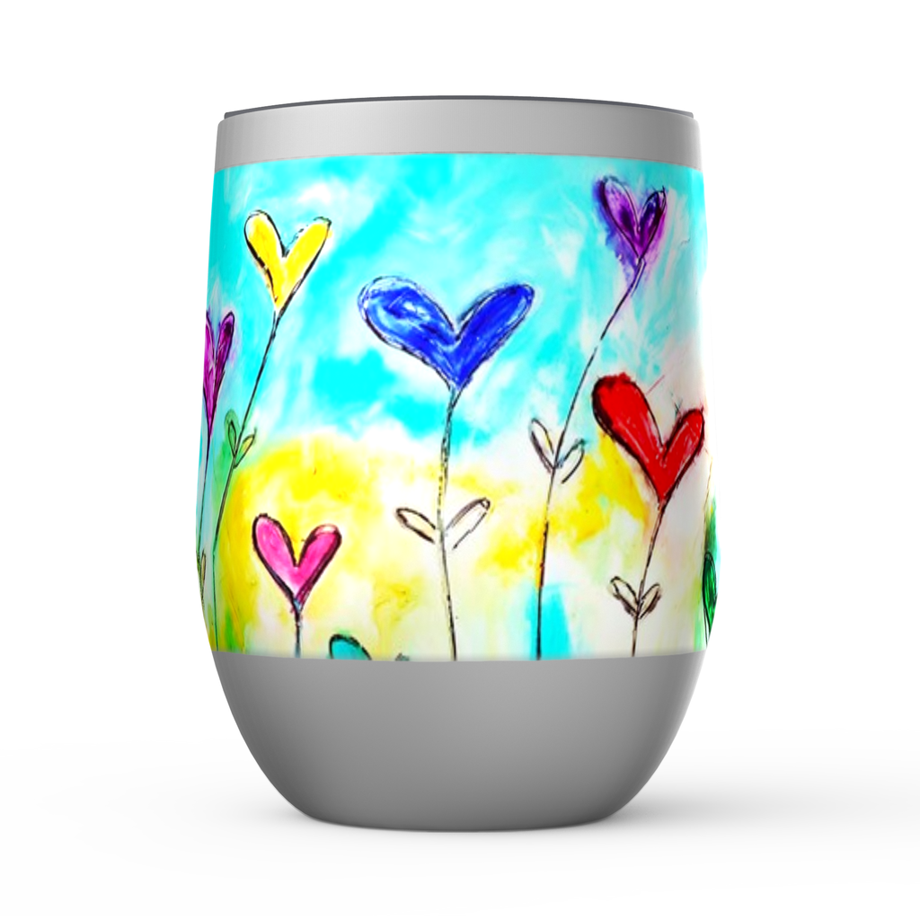 Flowers Stemless Wine Tumblers canvas print in room setting - christian tumbler by Ivan Guaderrama