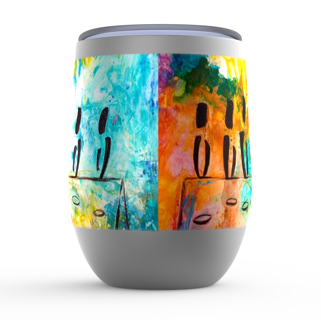 Last Supper Stemless Wine Tumblers canvas print in room setting - christian tumbler by Ivan Guaderrama