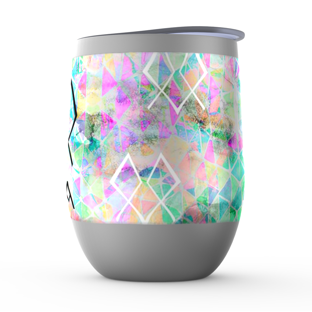 Mia Stemless Wine Tumblers canvas print in room setting - christian tumbler by Ivan Guaderrama