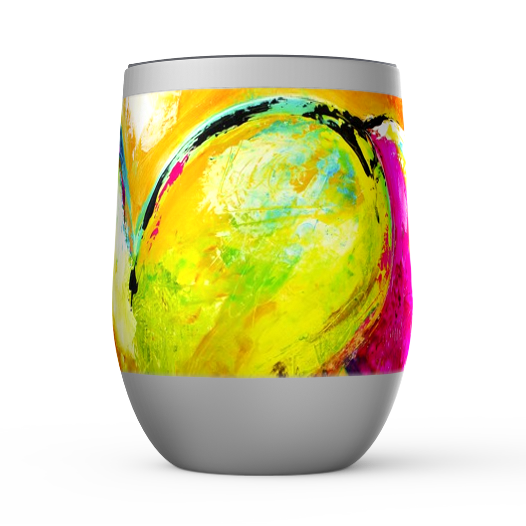 Te Amo Stemless Wine Tumblers canvas print in room setting - christian tumbler by Ivan Guaderrama