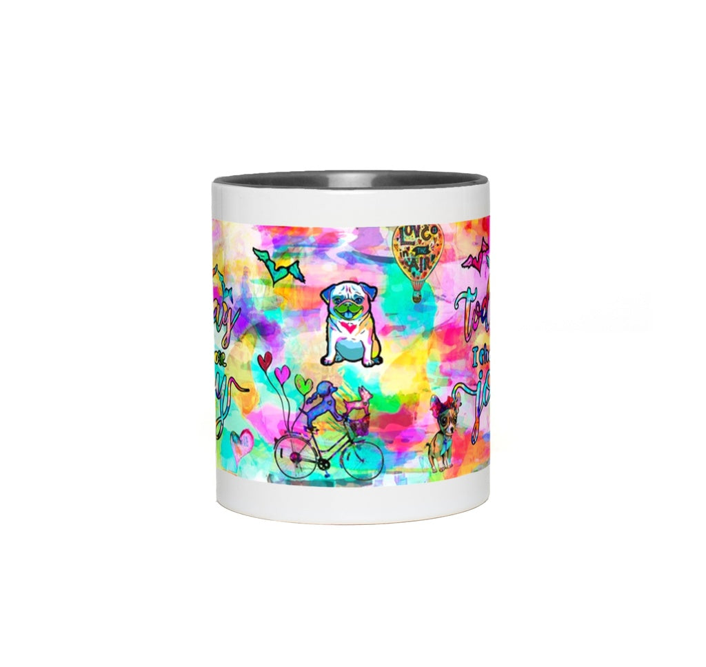 Today I Choose Joy Interactive Mug canvas print in room setting - interactive art by Ivan Guaderrama